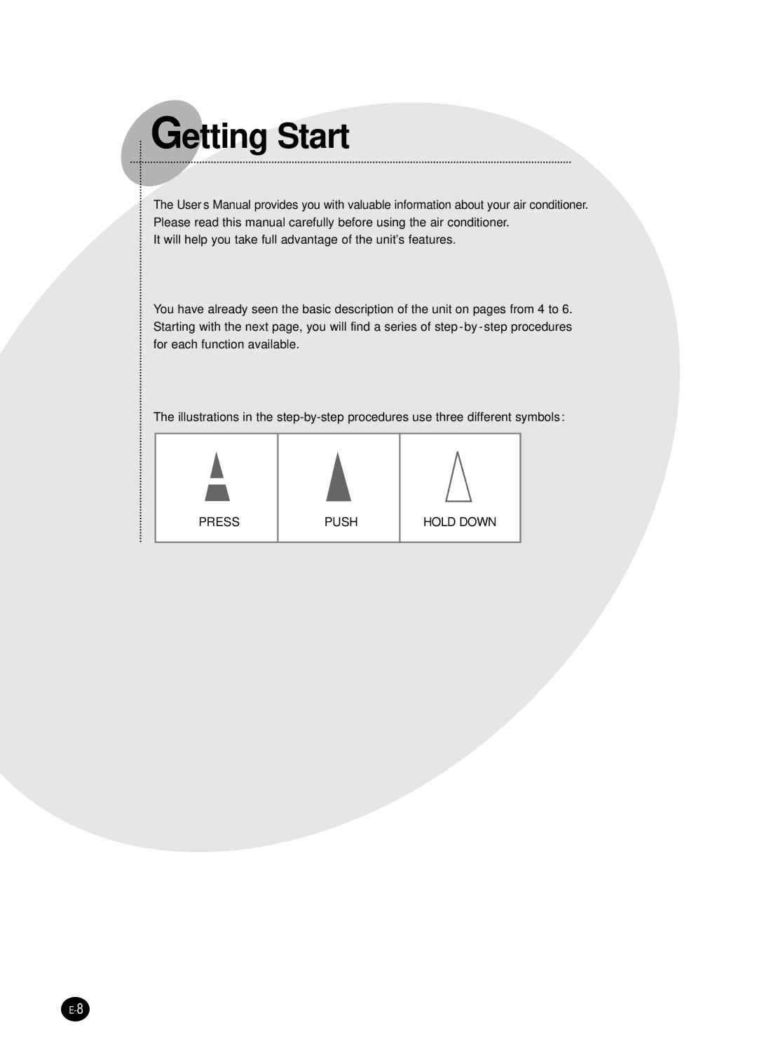 Samsung AS09HPBN/SER manual Getting Start 