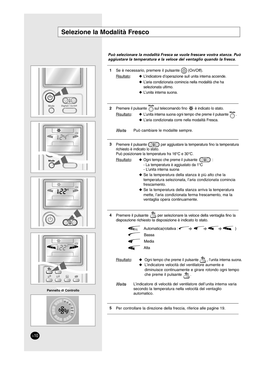 Samsung AS18HPCN, AS09HPCX, AS12HPCX, AS12HPCN, AS18HPCX, AS09HPCN manual Selezione la Modalità Fresco 