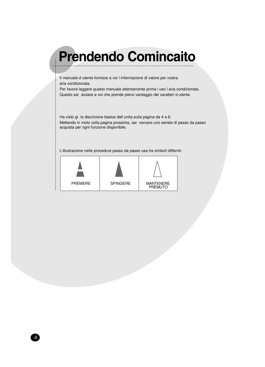 Samsung AS12HPCN, AS09HPCX, AS12HPCX, AS18HPCX, AS18HPCN, AS09HPCN manual Prendendo Comincaito 