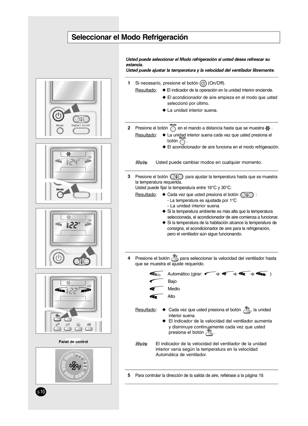 Samsung AS18HPCN, AS09HPCX, AS12HPCX, AS12HPCN, AS18HPCX, AS09HPCN manual Seleccionar el Modo Refrigeración 