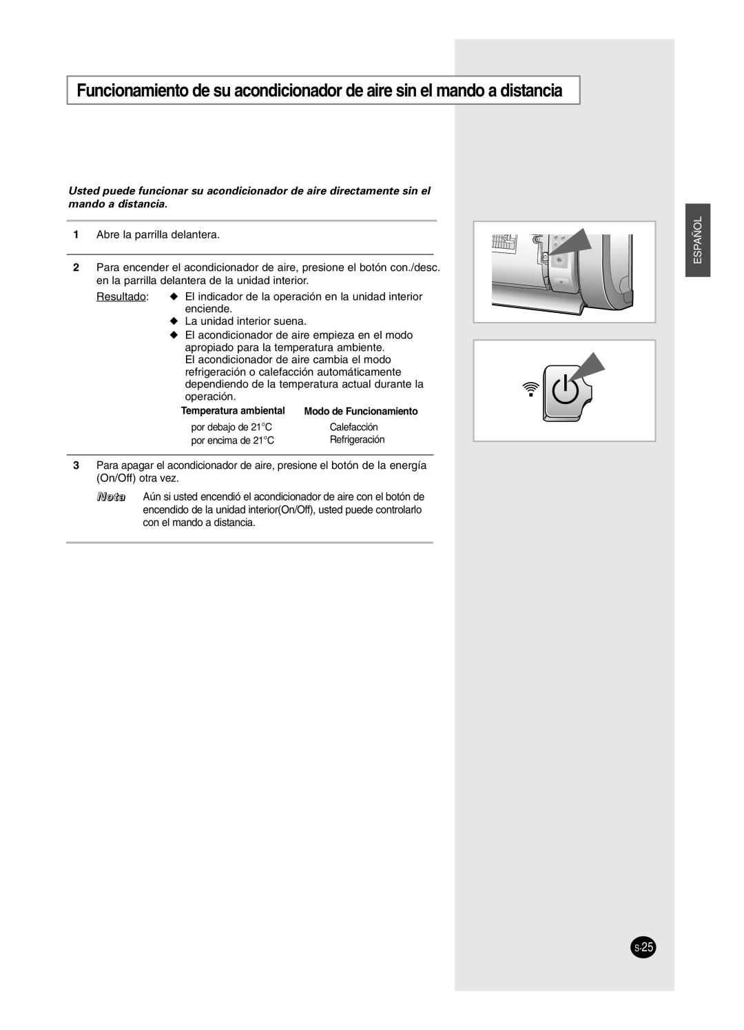 Samsung AS12HPCX, AS09HPCX, AS12HPCN, AS18HPCX, AS18HPCN, AS09HPCN manual Temperatura ambiental 