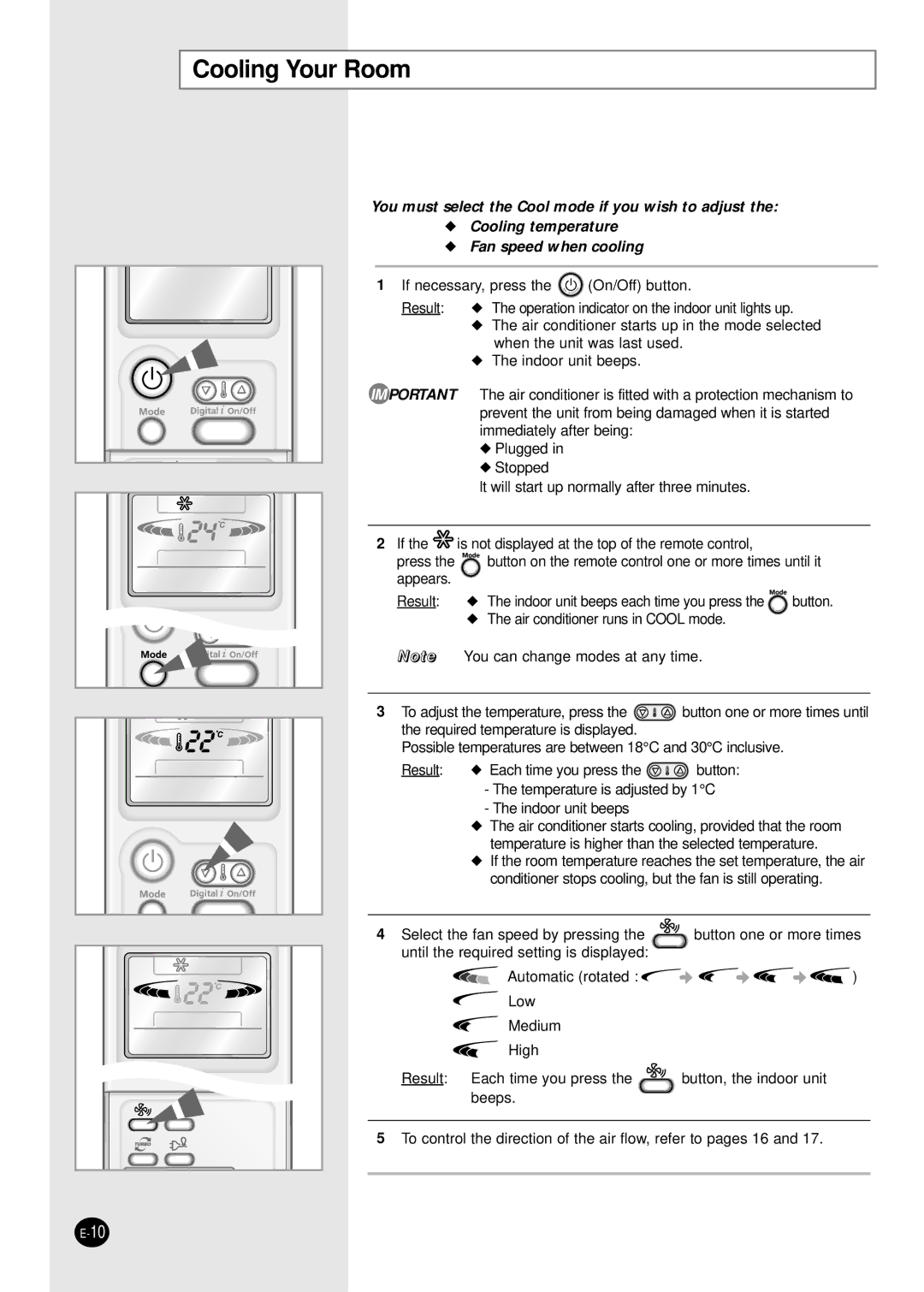 Samsung AS12PHGDXSV, AS12PHGD/XSV, AS09P8GDXSV, AS09P8GD/XSV manual Cooling Your Room 