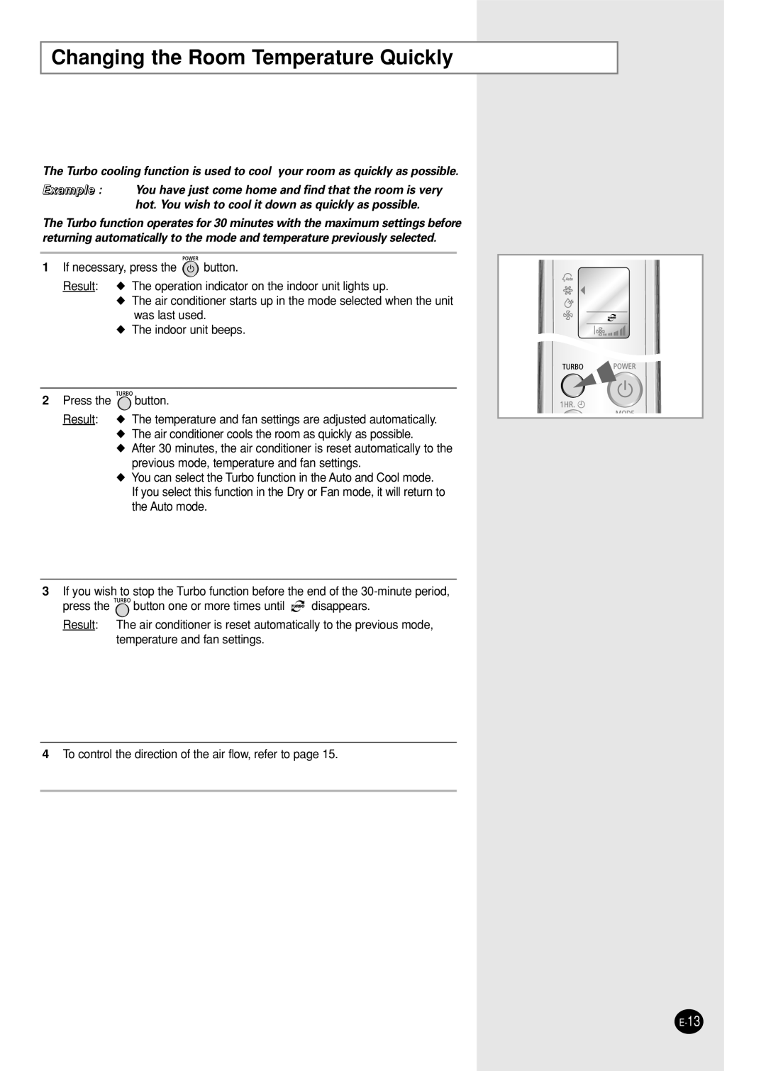 Samsung IAS12WHWE/AFR, AST12WHWE/XSG, AST12WHWE/MID manual Changing the Room Temperature Quickly 