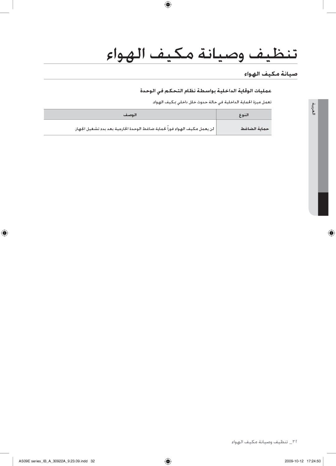 Samsung AS24ESANUMG, AS18ESANMID, AS18ESANXSG, AS18ESAXMID, AS18ESAXUMG ةدحولا يف مكحتلا ماظن ةطساوب ةيلخادلا ةياقولا تايلمع 