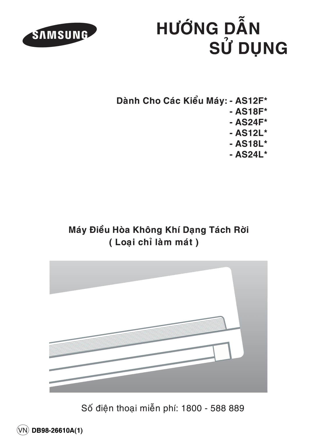 Samsung AS12FANXSV, AS18FAXXSV, AS12FAXXSV, AS18FANXSV manual DB98-26610A1 