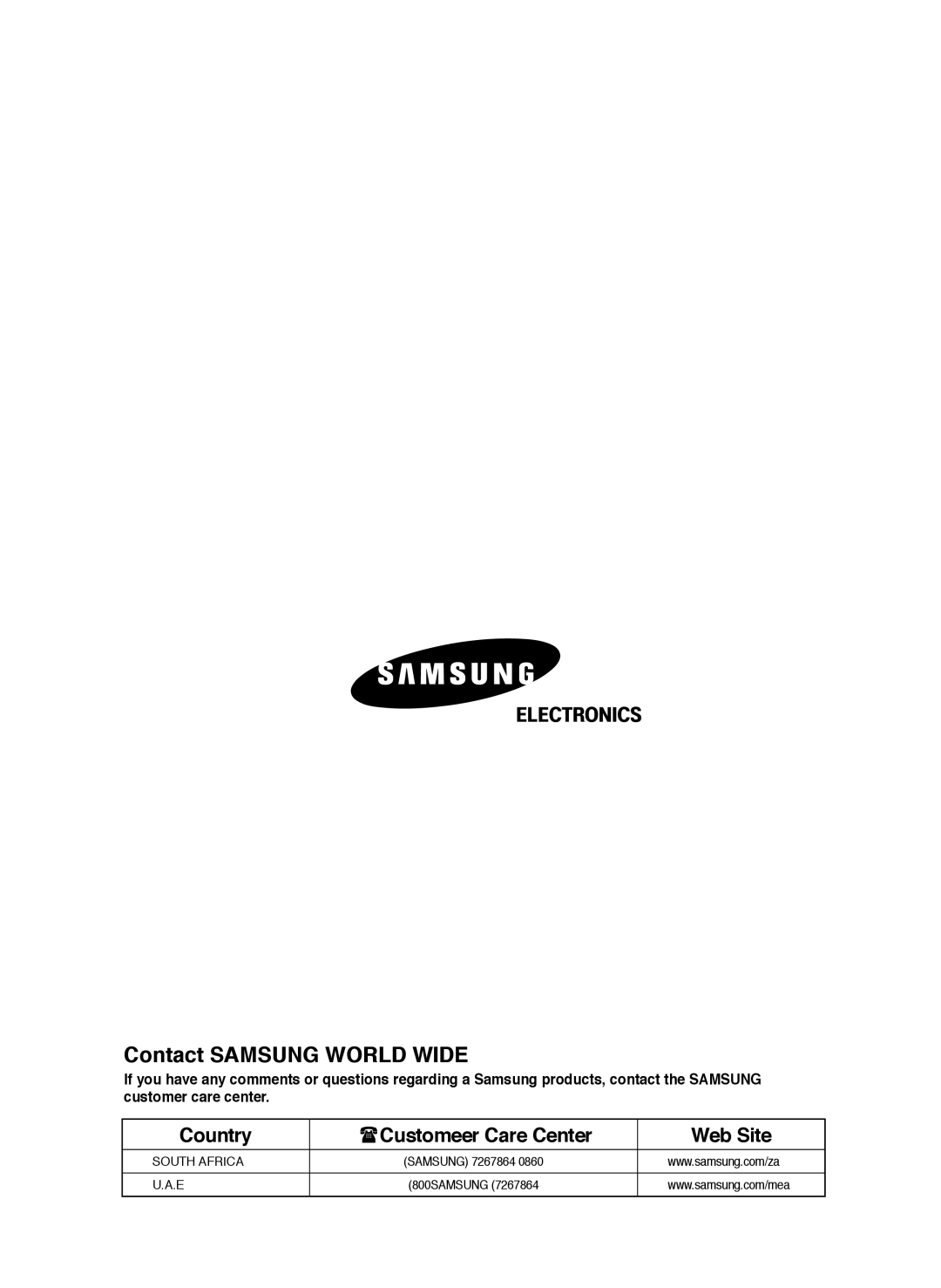 Samsung AS24HM3/UMG, AS18HM3/XSG, AS18HM3/UMG, AS24HM3/XSG manual Contact Samsung World Wide 