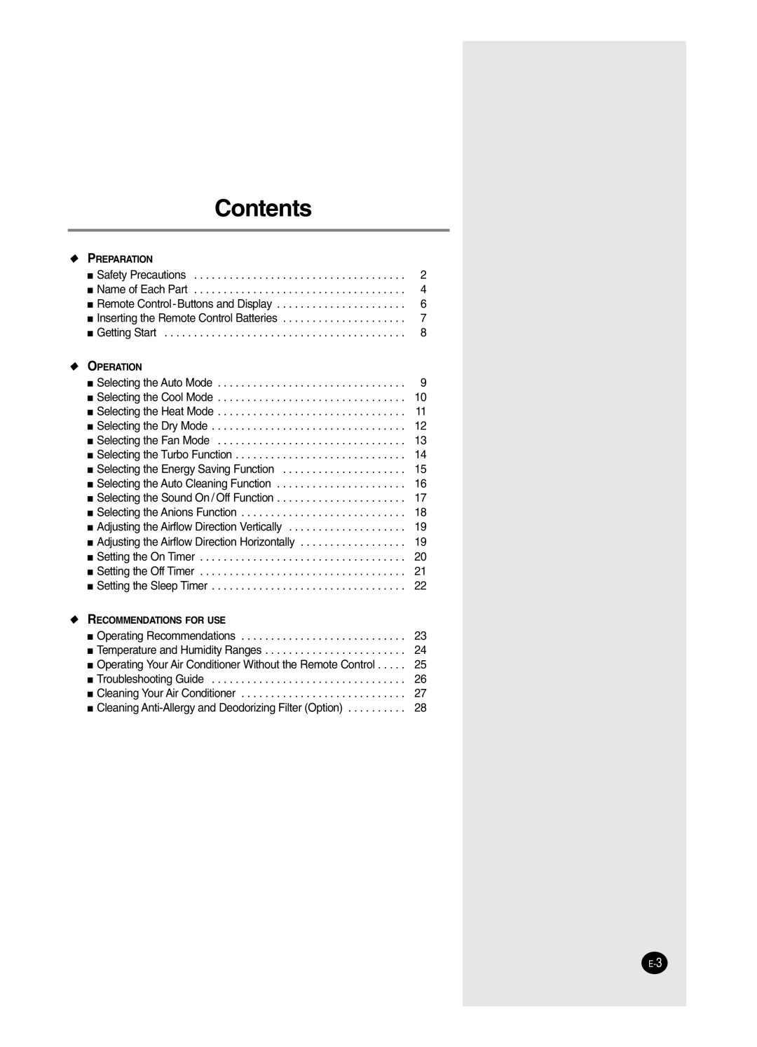 Samsung AS24HM3/XSG, AS18HM3/XSG, AS18HM3/UMG, AS24HM3/UMG manual Contents 