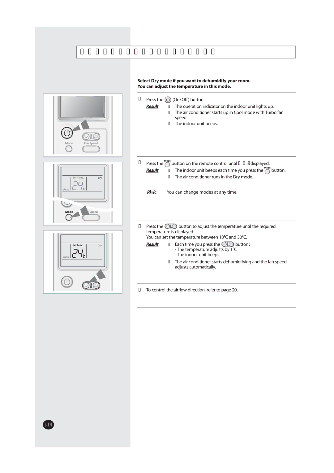 Samsung AS18MWBXMID, AS18MWBUMG, AS24MWBNXSG, AS24MWBUMG, AS24MWBXXSG, AS18MWBNUMG manual 4FMFDUJOH%SZ.PEF,  0O0GG CVUUPO 