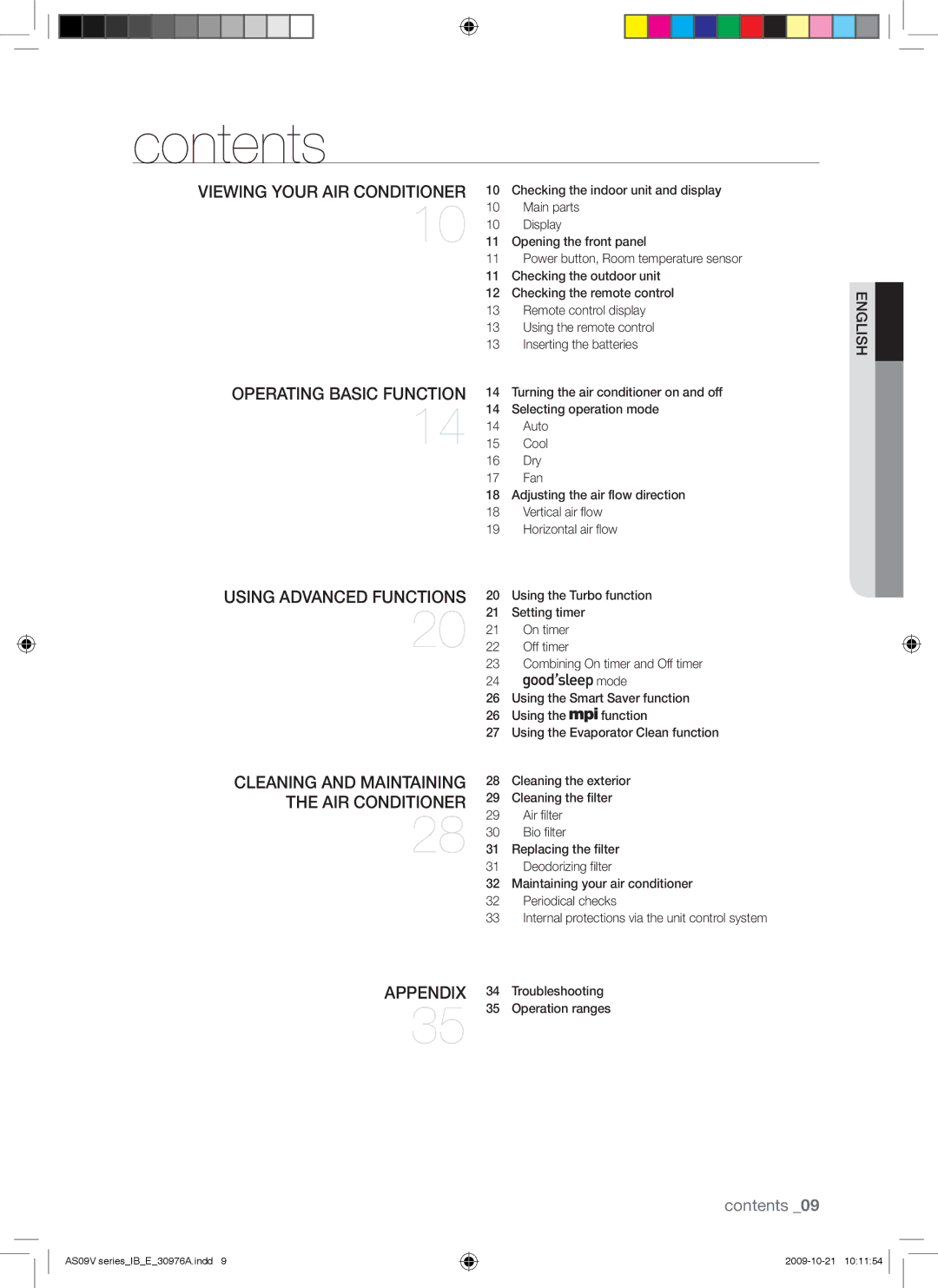 Samsung AS18VBEXMID, AS18VBEXXSG, AS18VBENXSG, AS18VBENMID, AS24VBEXXSG, AS24VBENXSG, AS18VBFXUMG, AS24VBENMID manual Contents 