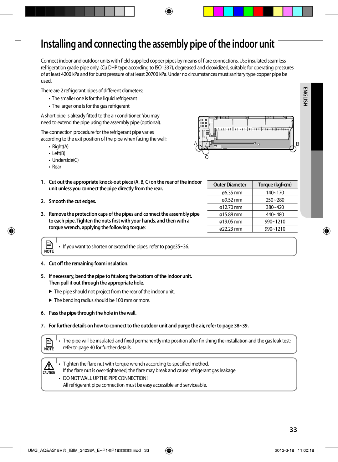 Samsung AS24VBFNUMG, AS18VBFNUMG manual Smooth the cut edges, Cut off the remaining foam insulation 