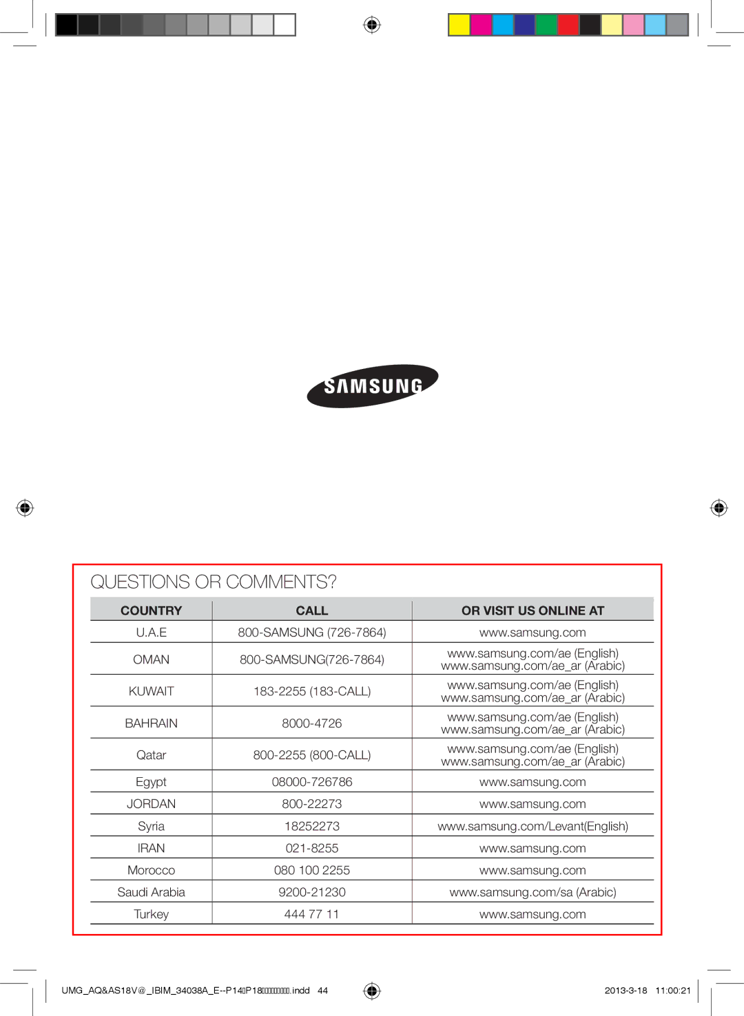 Samsung AS18VBFNUMG, AS24VBFNUMG manual Questions or COMMENTS? 