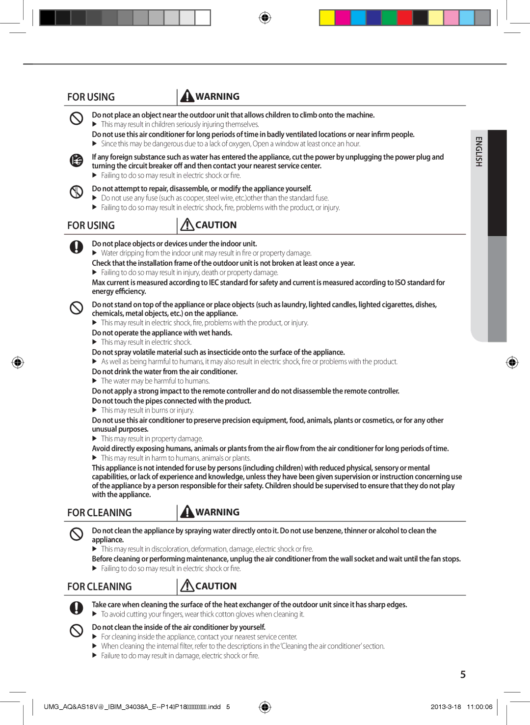 Samsung AS24VBFNUMG, AS18VBFNUMG manual For Cleaning 