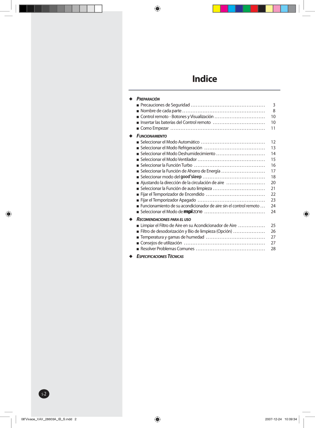 Samsung AS24VWCUMG, AS18VWCNMID, AS24VWCXXSG, AS18VWCMID, AS18VWCNUMG, AS18VWCXUMG, AS24VWCNUMG, AS24VWCXMID manual Indice 