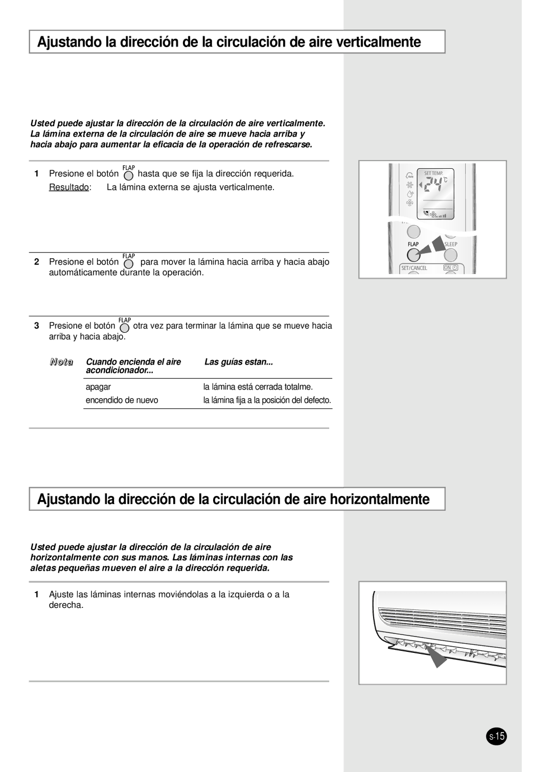 Samsung IAS18WJWE/AFR, IAS24W6WE/AFR manual La lámina fija a la posición del defecto 