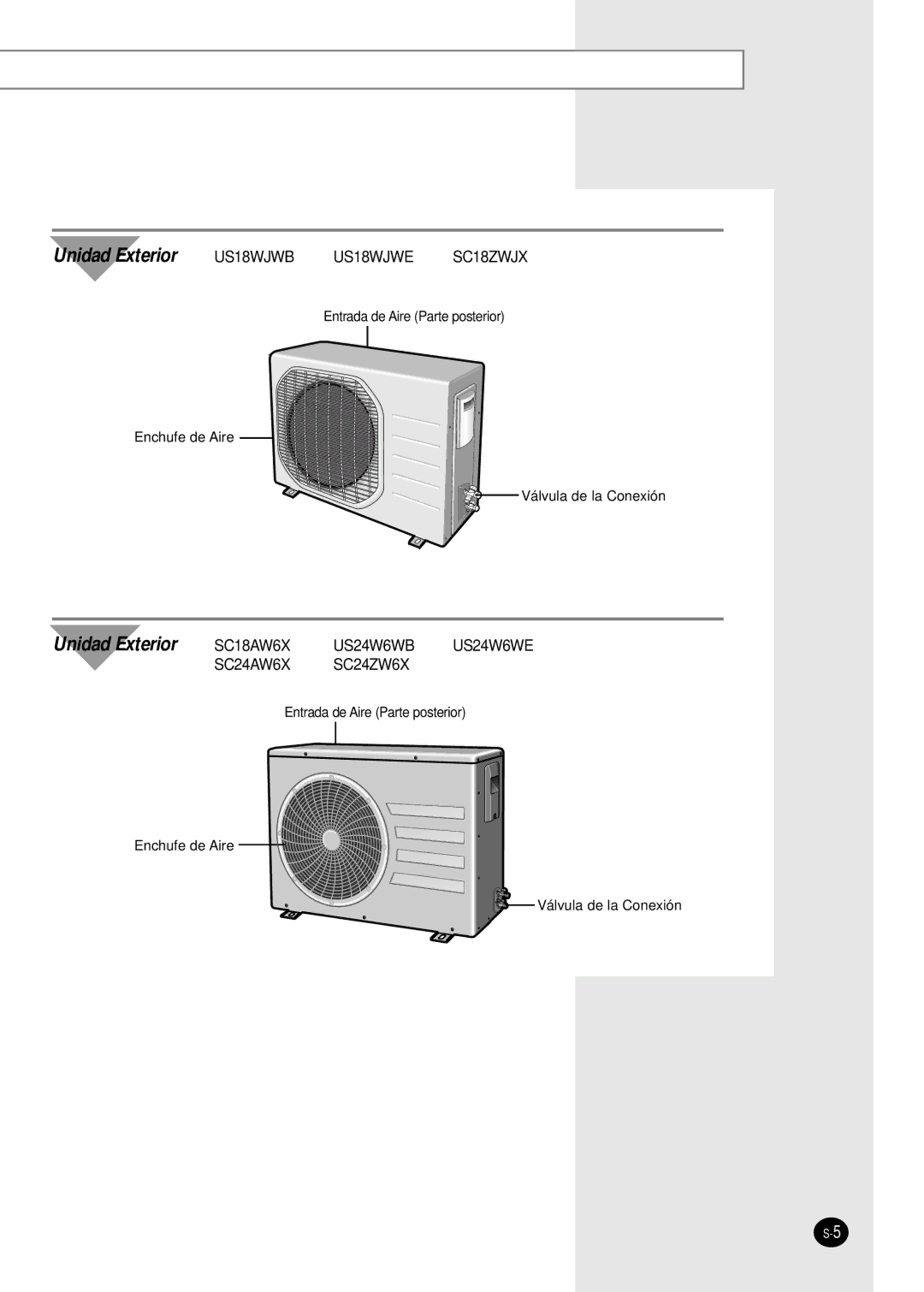 Samsung IAS24W6WE/AFR, IAS18WJWE/AFR manual Unidad Exterior 