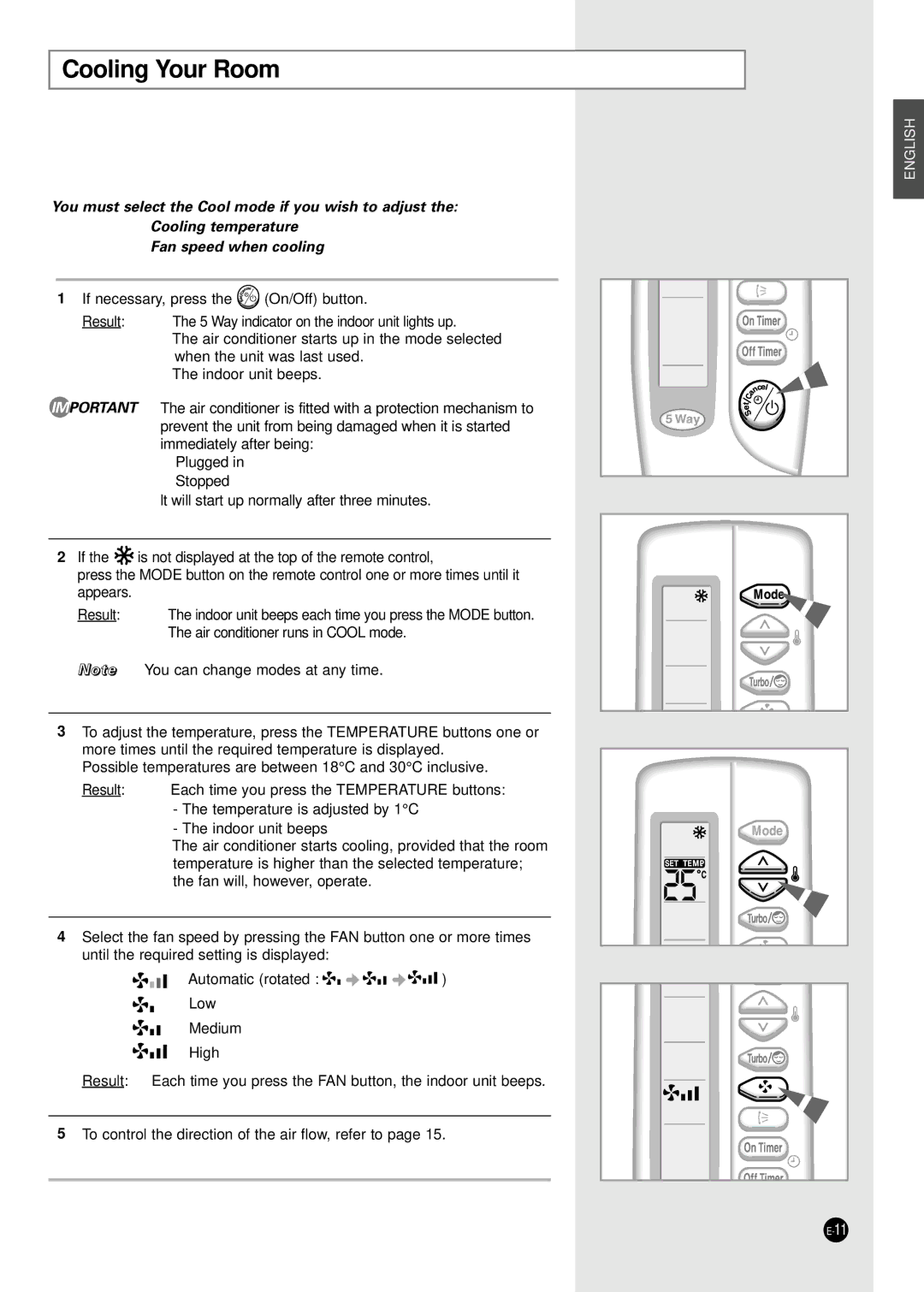 Samsung AS24B1 manuel dutilisation Cooling Your Room 