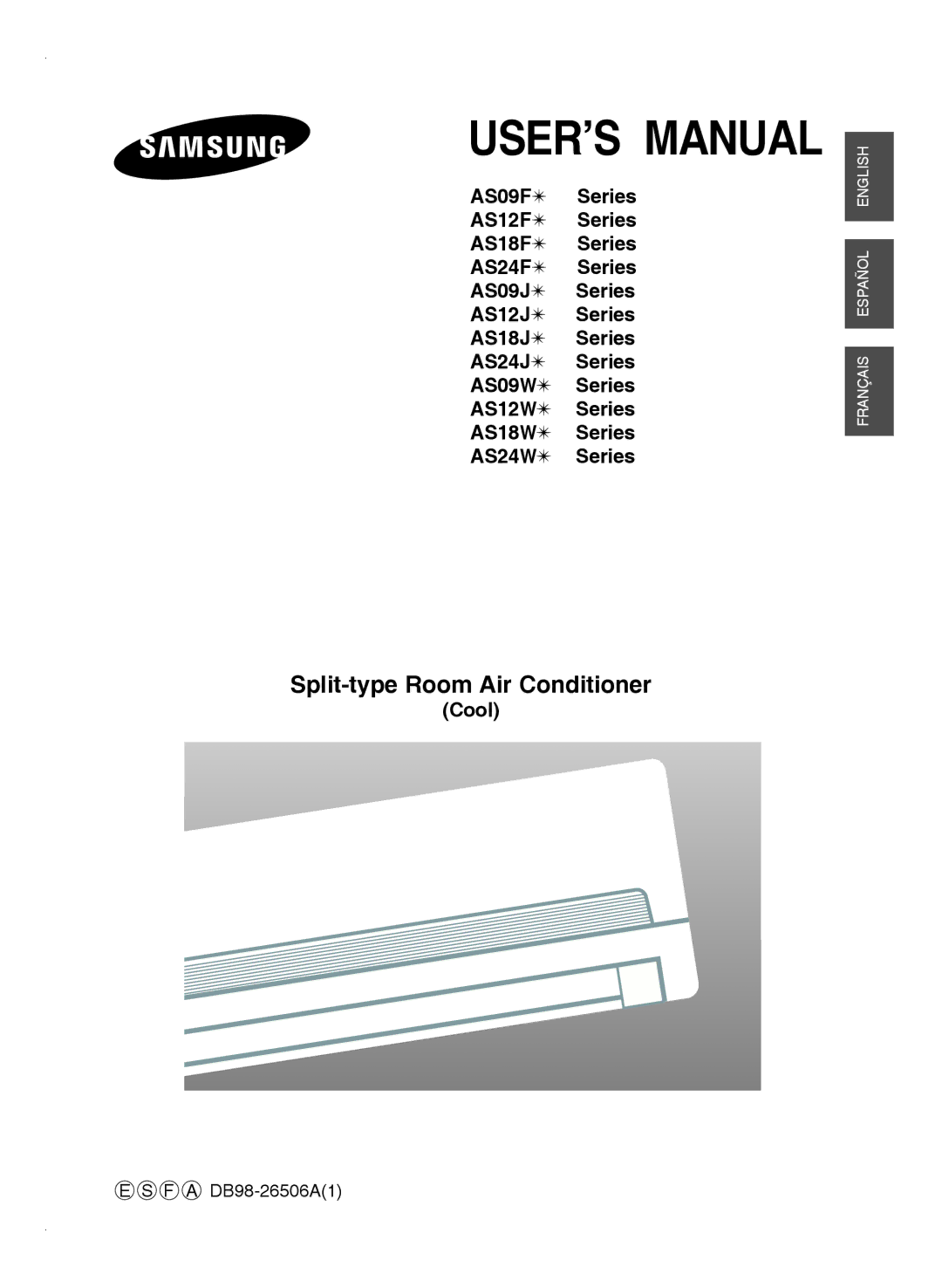 Samsung AS18FBNMID, AS24FAXMID, AS09FAMID, AS18FBMID, AS24FANMID manual USER’S Manual, Split-type Room Air Conditioner 