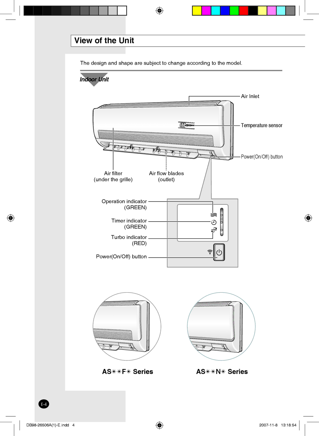 Samsung AS09FCXMID, AS24FAXMID, AS18FBNMID, AS12FCXMID, AS12FCNMID, AS24FCXMID, AS18FCMID View of the Unit, Under the grille 