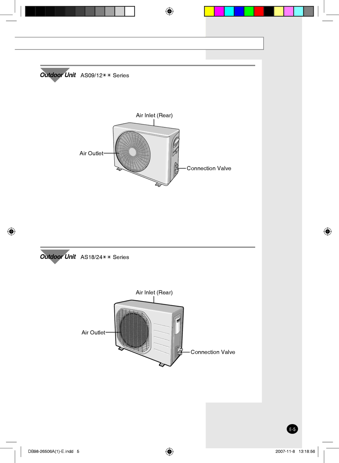 Samsung AS24FCXMID, AS24FAXMID, AS18FBNMID, AS12FCXMID, AS12FCNMID, AS09FCXMID, AS18FCMID manual Outdoor Unit AS09/12Series 