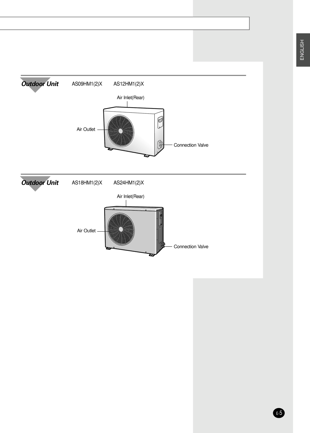 Samsung AS24HM1N/MOC, AS24HM1/XSG manual Outdoor Unit 