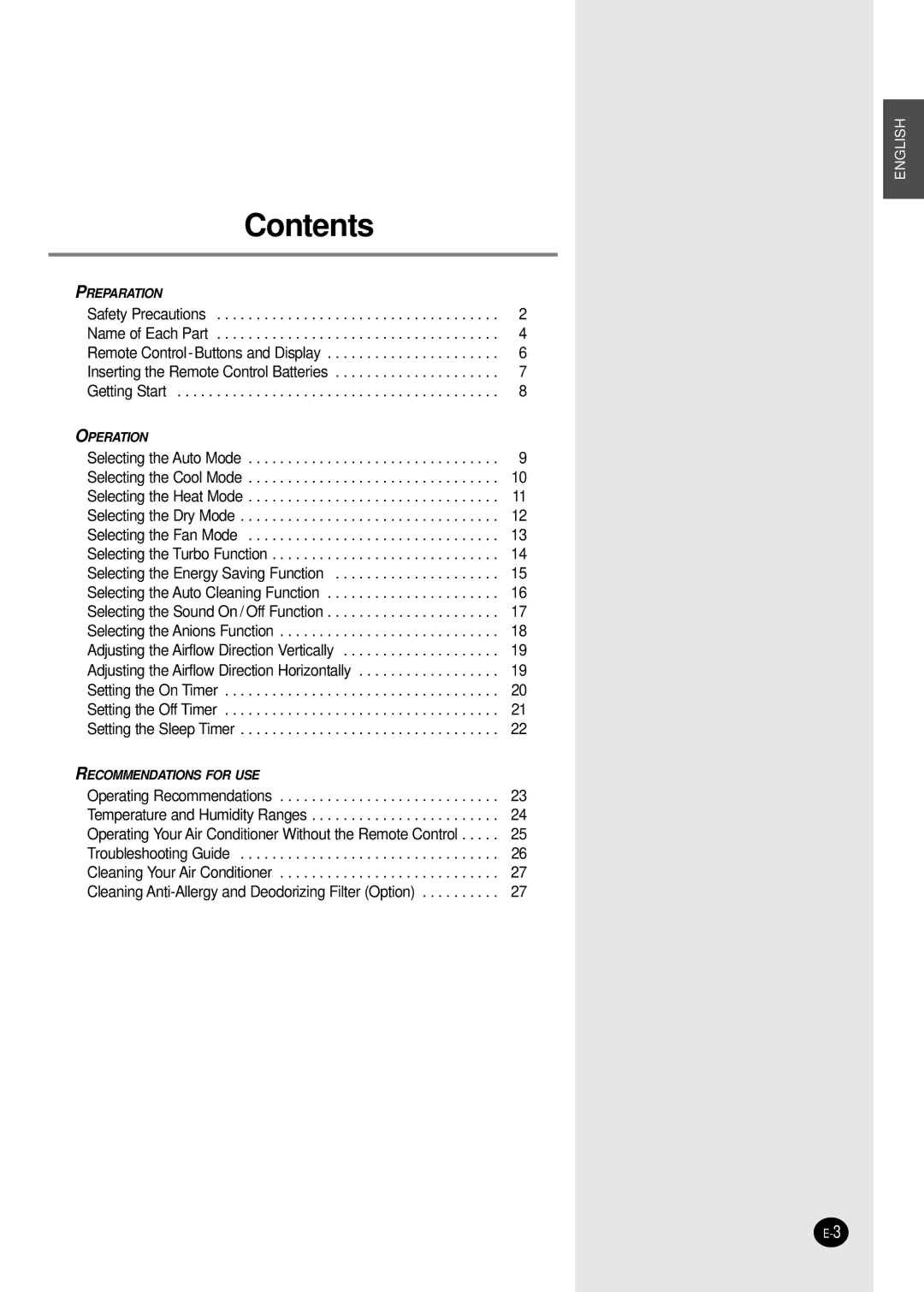 Samsung AS18HPBN/SER, AS24HPBN/SER, AS24HPBN/XFO, AS18HPBN/XFO manual Contents 