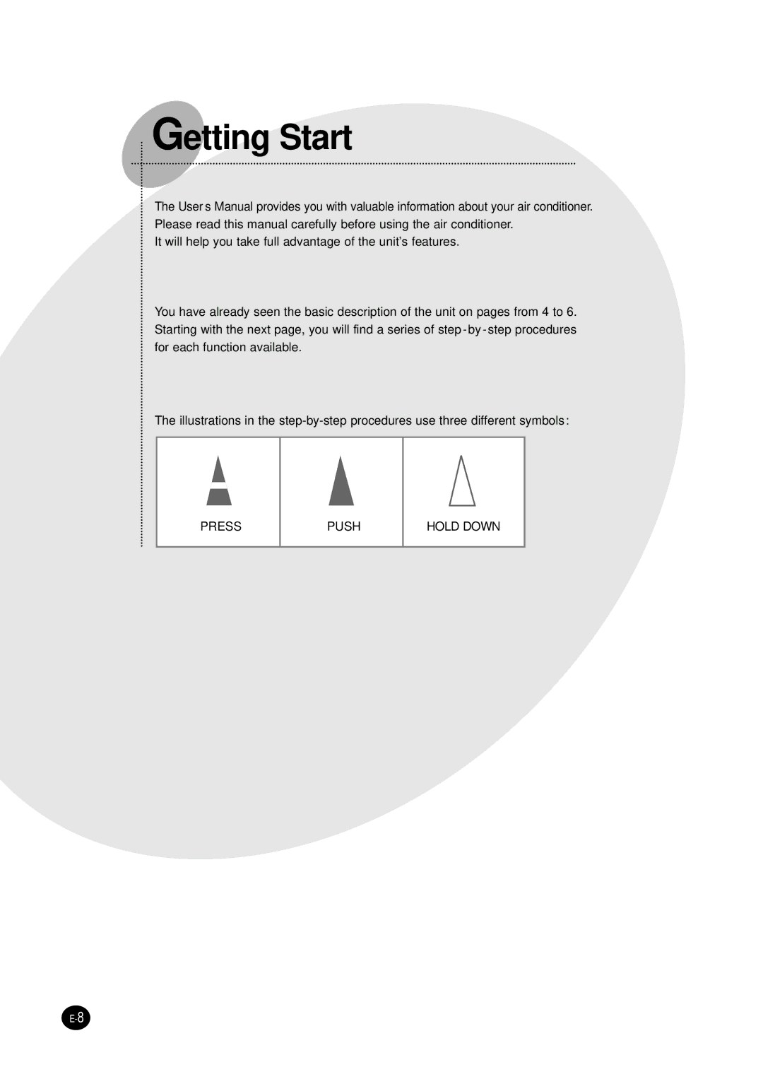 Samsung AS24HPBN/SER, AS18HPBN/SER, AS24HPBN/XFO, AS18HPBN/XFO manual Getting Start 