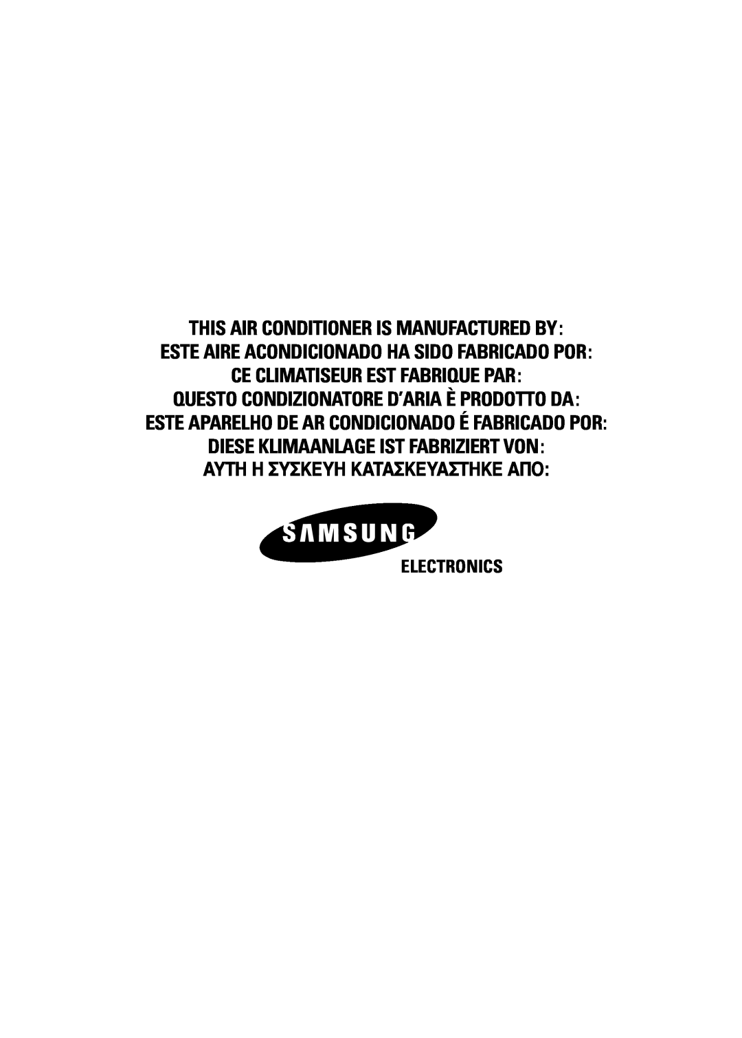 Samsung AS24HPBN/XFO, AS18HPBN manual This Air Conditioner Is Manufactured By, Este Aire Acondicionado Ha Sido Fabricado Por 