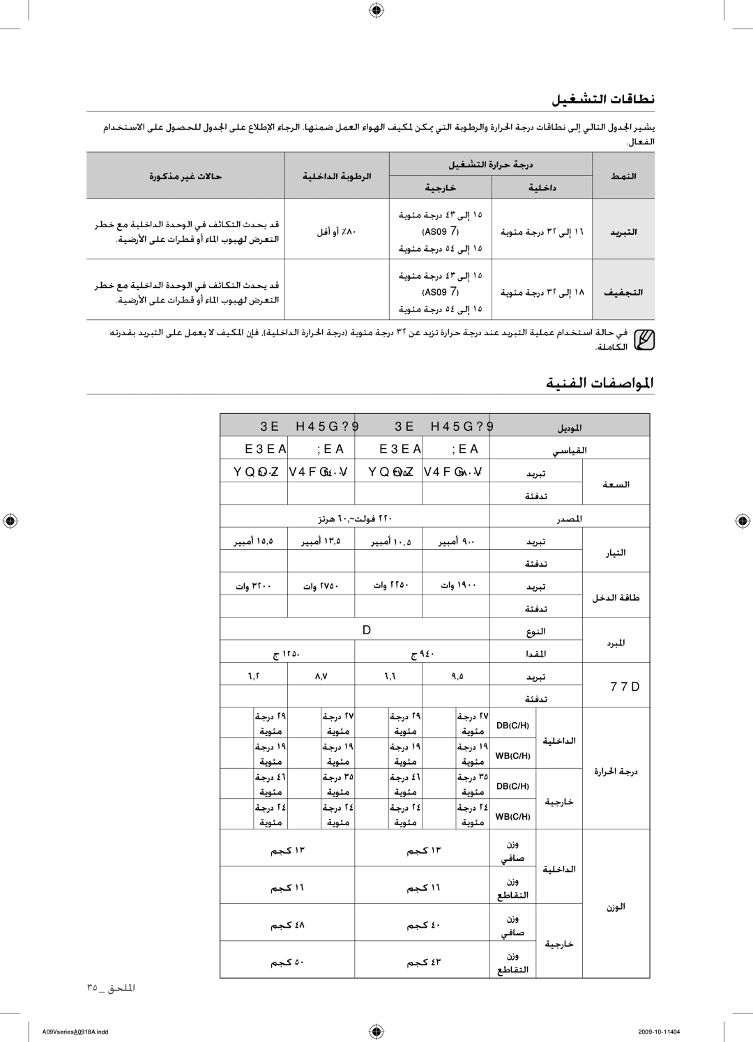 Samsung AS24VBFXUMG, AS24VBCNUMG, AS18VBCNUMG, AS18VBCXUMG, AS24VBCXUMG manual ليغشتلا تاقاطن 