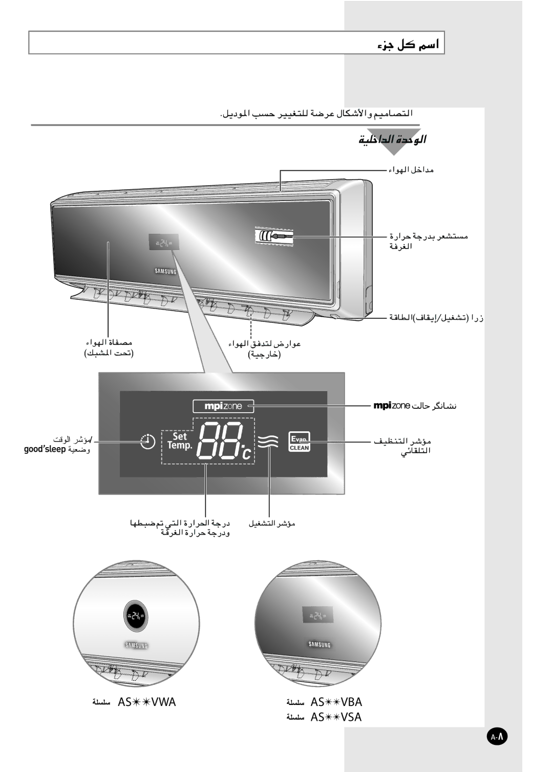 Samsung AS24VWAXXSG, AS24VWANMID, AS18VWAHAC, AS18VWANXSG, AS18VWAUMG, AS24VWANXSG, AS18VWAMID, AS18VWAXUMG, AS18VWANUMG As Vwa 