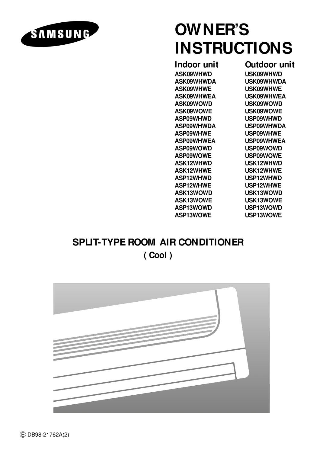 Samsung ASK12WHWD/XSV, ASK09W8WD/XSV manual OWNER’S Instructions 