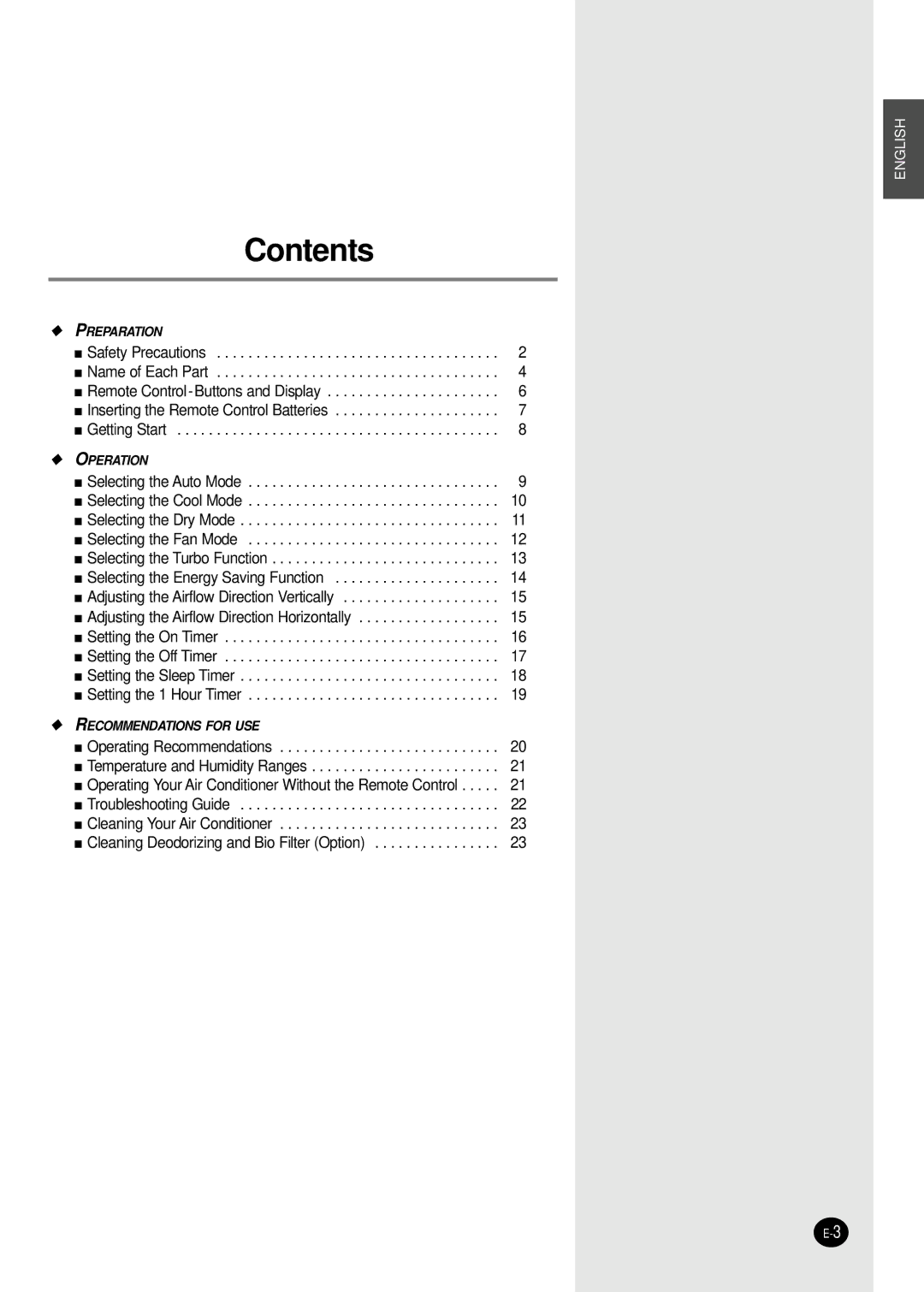 Samsung ASK12WHWD/XSV manual Contents 