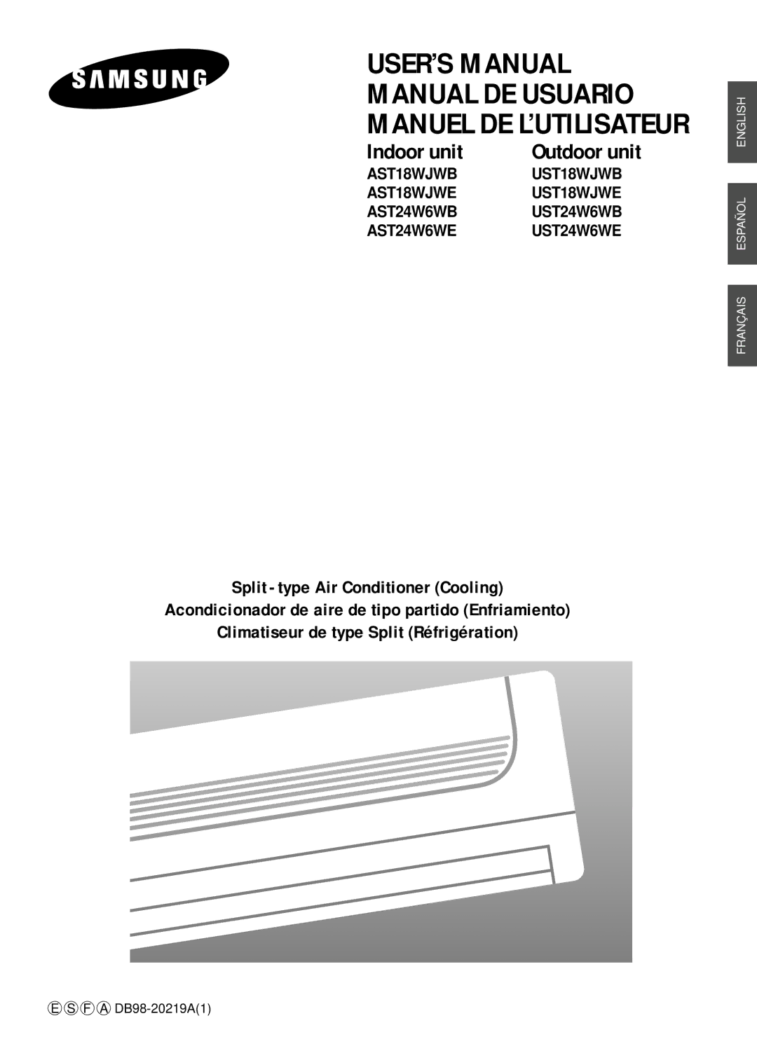 Samsung AST18WJWE/XSG, AST18WJWE/MID, AST24W6WE/XSG manual USER’S Manual Manual DE Usuario Manuel DE L’UTILISATEUR 