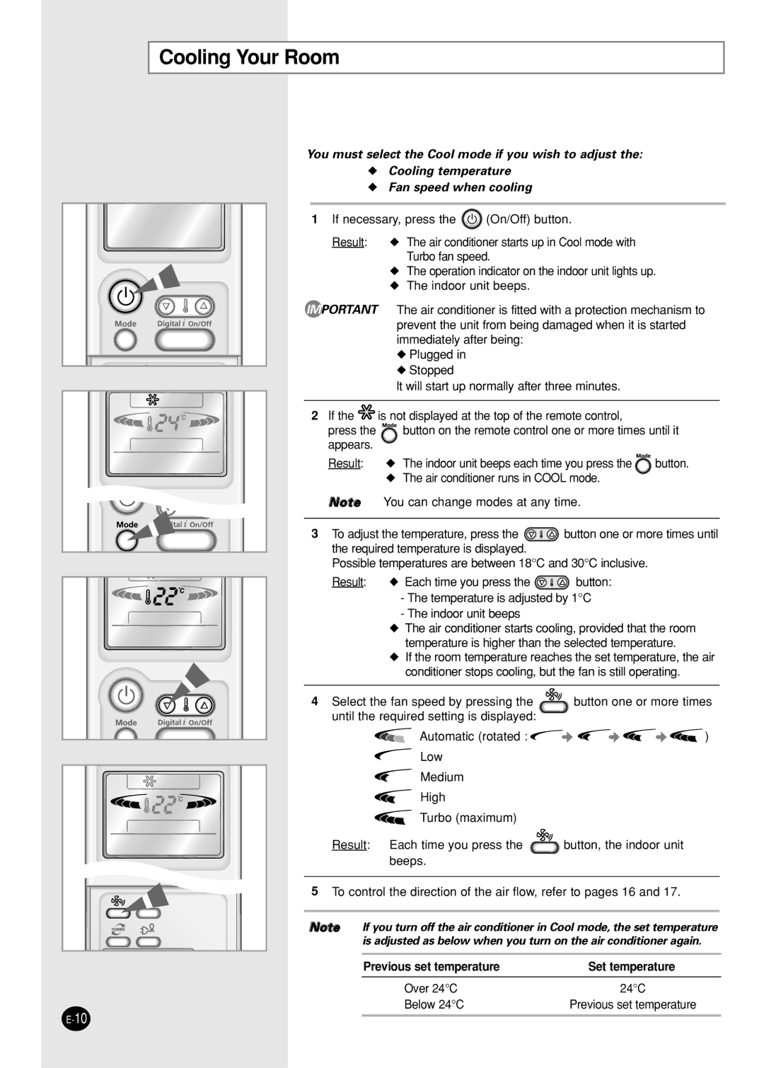 Samsung AST24P6GBA-UMG, AST24P6GBA/UMG, IAST18P0GEAMIG, AST18P0GEA-MID, AST12P4GE-MID, AST18P0GBA/UMG manual Cooling Your Room 