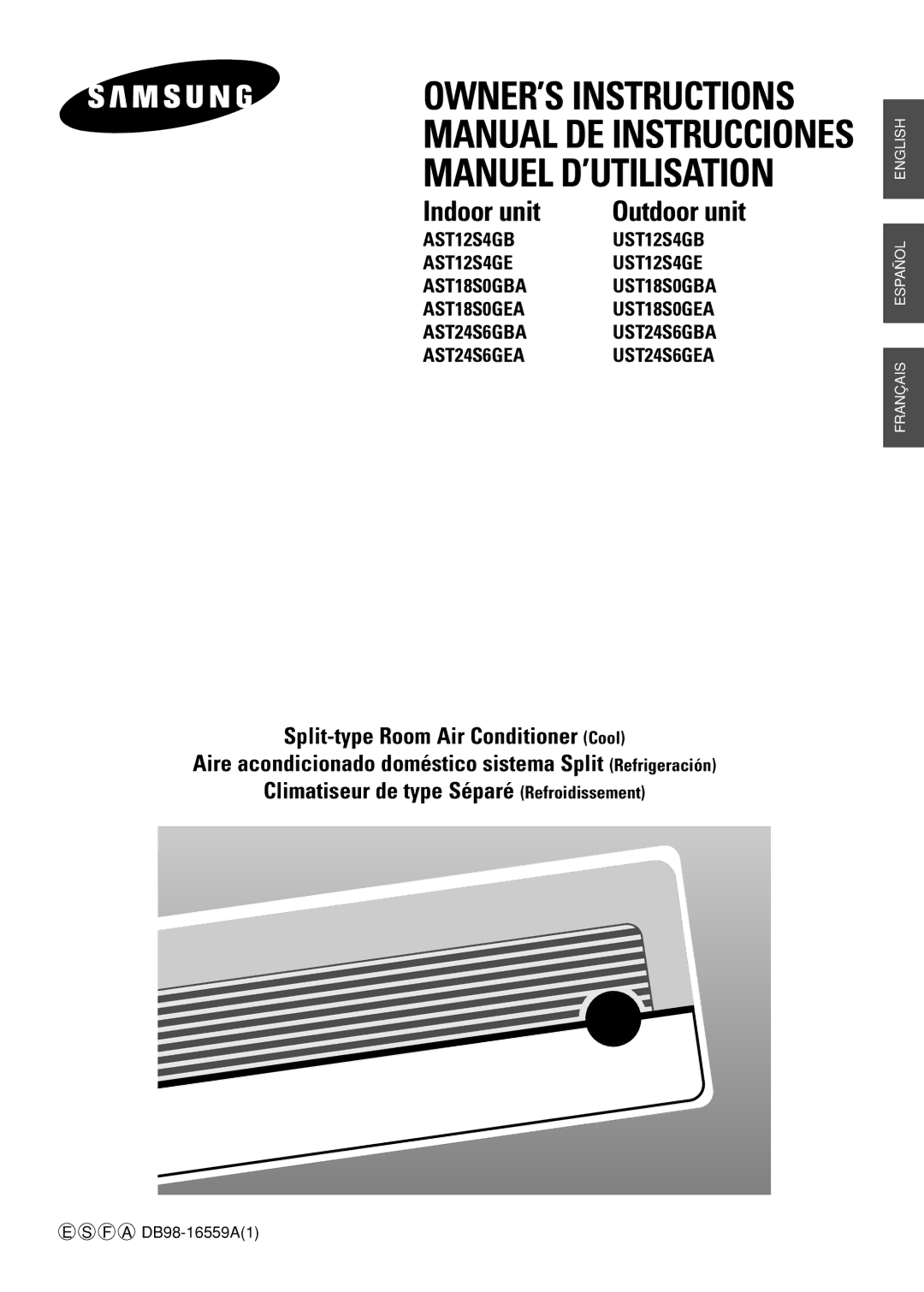 Samsung AST12S4GE-HAC, AST24S6GEA-HAC, IAST12S4GE-MID, IAST18S0GEAMIG manual Manual DE Instrucciones Manuel D’UTILISATION 