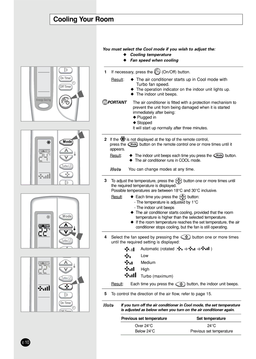 Samsung AST12S4GE/MID, AST24S6GEA-HAC, AST12S4GE-HAC, IAST12S4GE-MID, IAST18S0GEAMIG, IAST24S6GEAMIG manual Cooling Your Room 