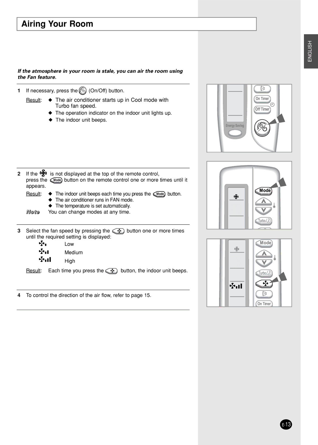 Samsung XUST12S4GE-MID, AST24S6GEA-HAC, AST12S4GE-HAC, IAST12S4GE-MID, IAST18S0GEAMIG, IAST24S6GEAMIG manual Airing Your Room 