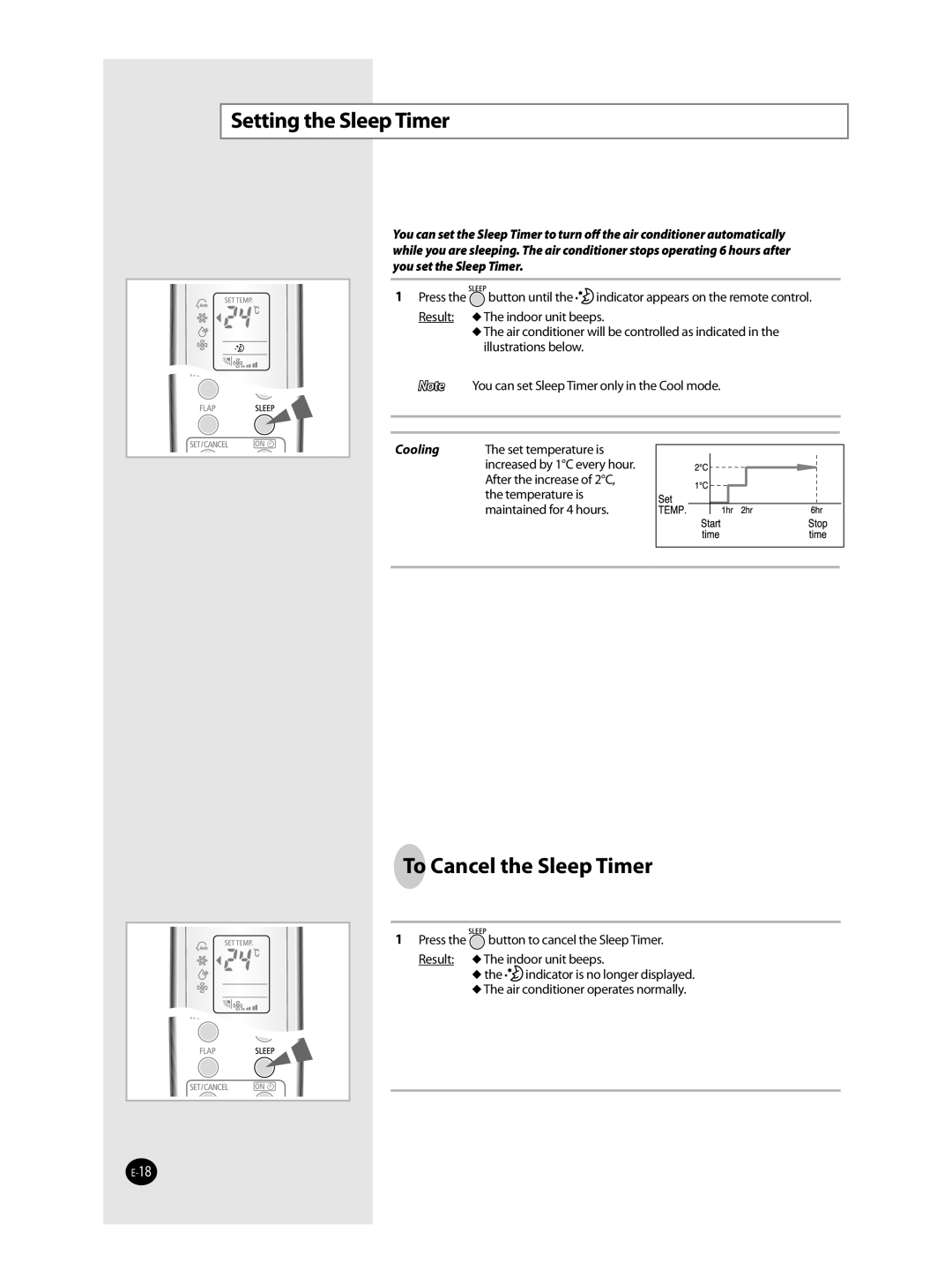 Samsung AST36WRWB/UMG manual Setting the Sleep Timer, To Cancel the Sleep Timer 