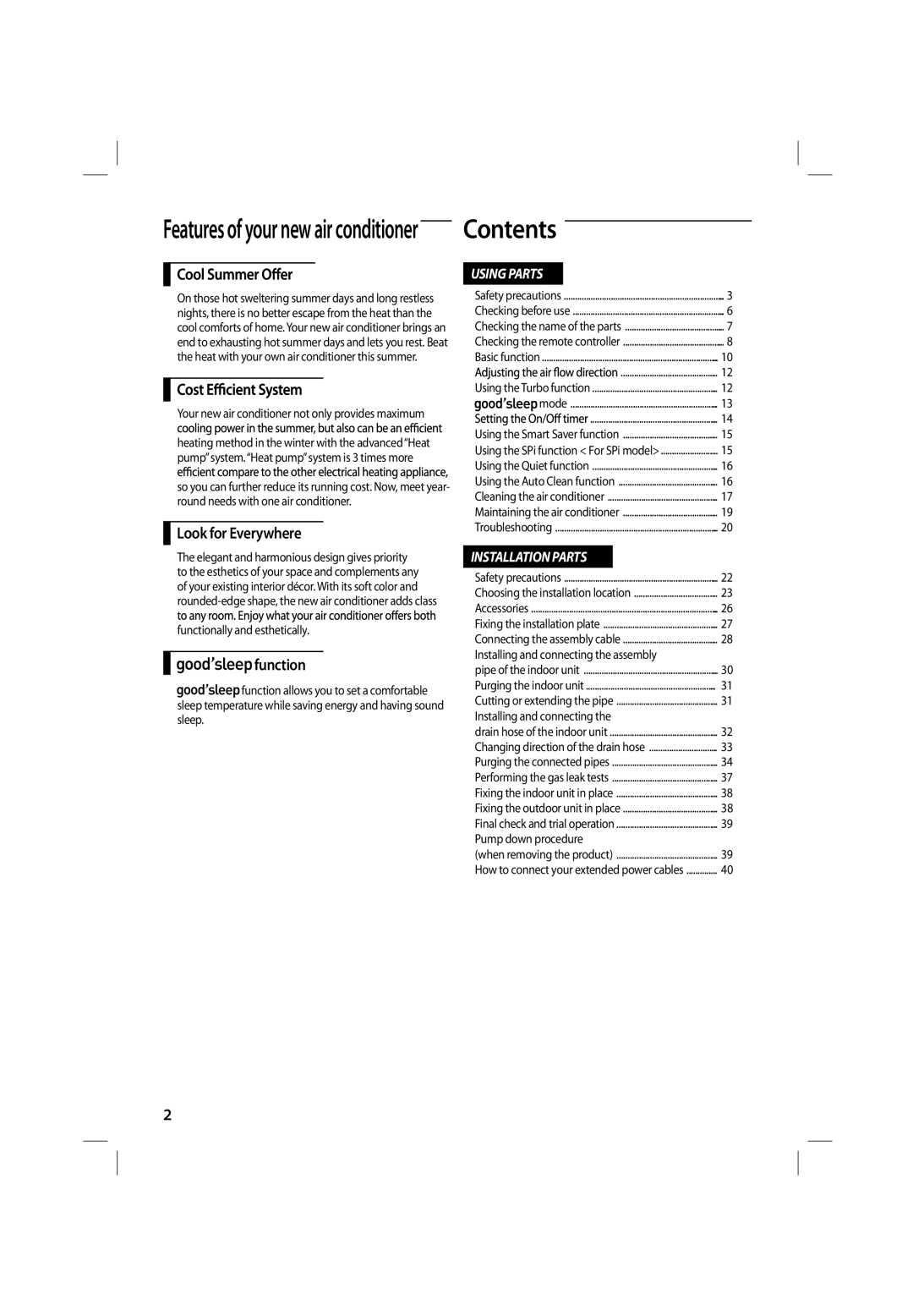 Samsung ASV18PUQNXEA, ASV13PSPNXEA, ASV18PSPXXEA, ASV10PUQNXEA, ASV13PUQNXEA, ASV13PUQXXEA, ASV18PUQXXEA, ASV24PSPXXEA Contents 