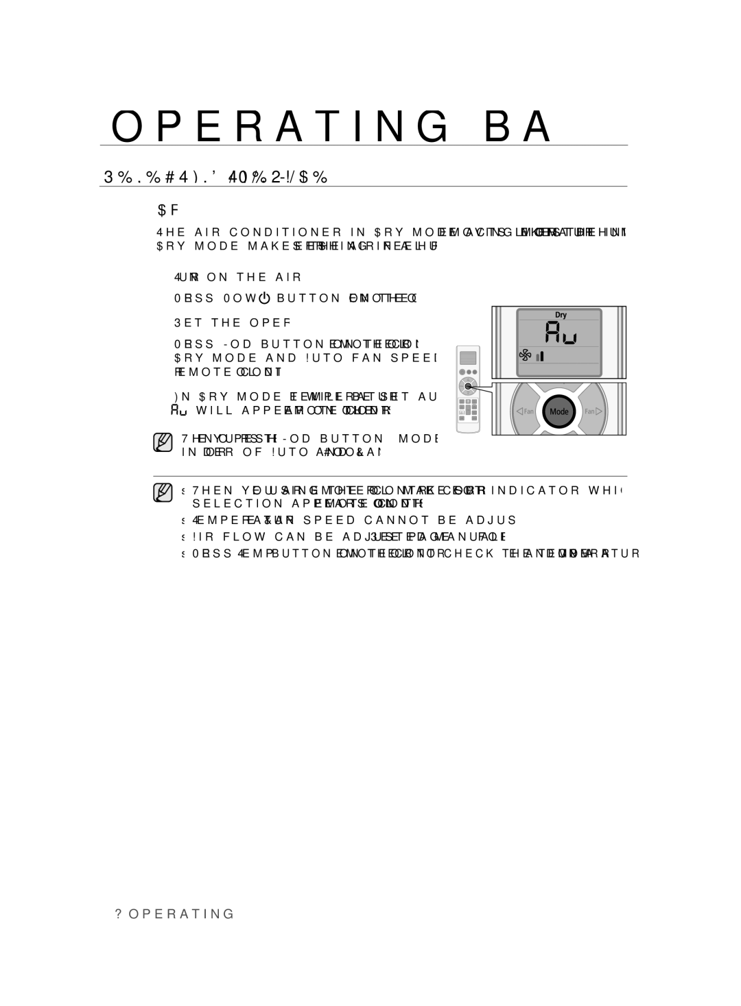 Samsung ASV13ESLXXEA, ASV24ESLNXEA, ASV10ESLNXEA, ASV10ESLXXEA, ASV24ESLNXST, ASV24ESLXXEA manual Operating basic function, Dry 