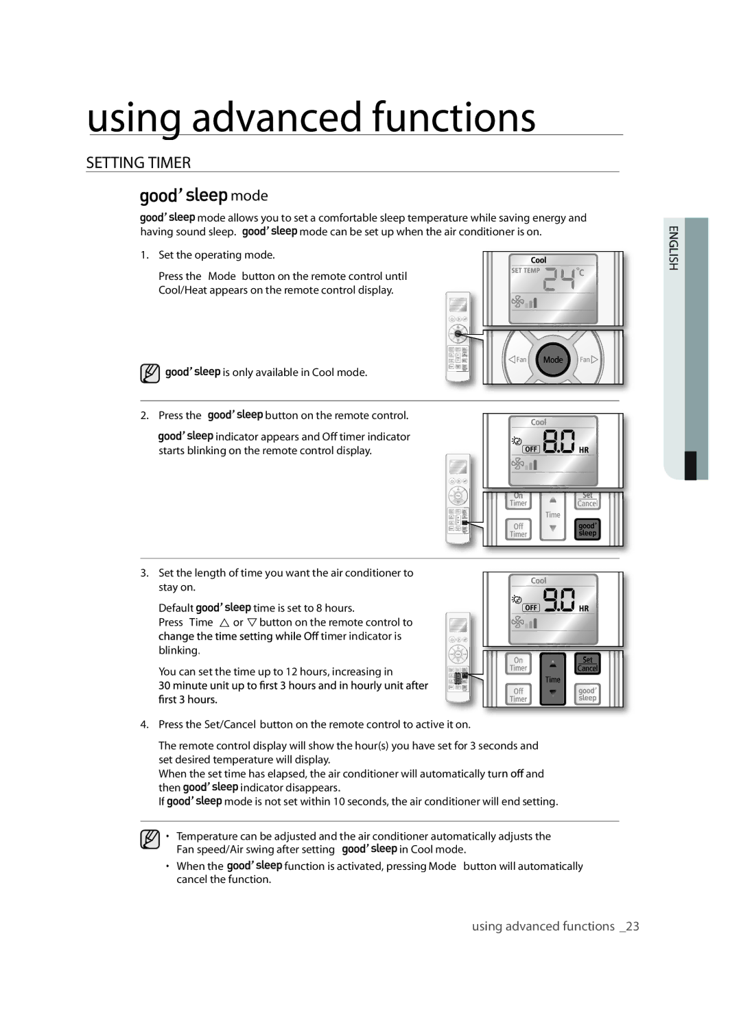 Samsung ASV24ESLNXST, ASV24ESLNXEA, ASV10ESLNXEA, ASV10ESLXXEA, ASV24ESLXXEA, ASV18ESLXXEA, ASV13ESLXXEA, ASV24ESLXXST manual Mode 