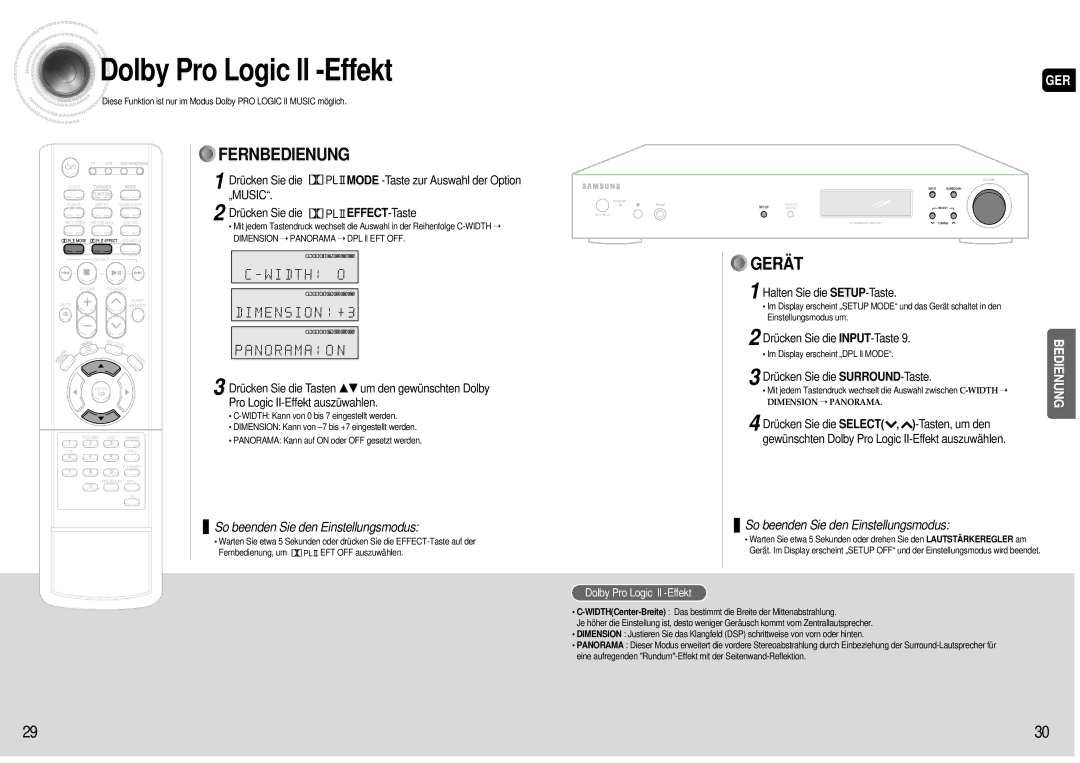 Samsung AV-R600R/ELS manual Dolby Pro Logic ll -Effekt, Im Display erscheint „DPL ll Mode 