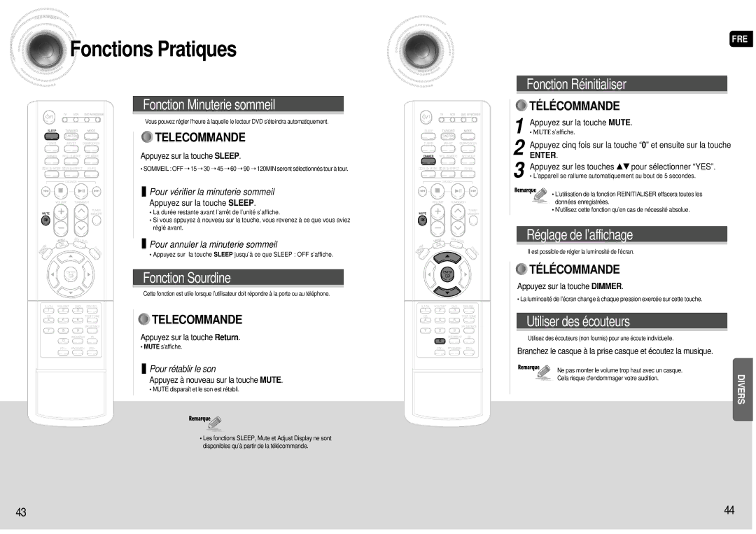 Samsung AV-R601R/ELS manual Fonctions Pratiques 