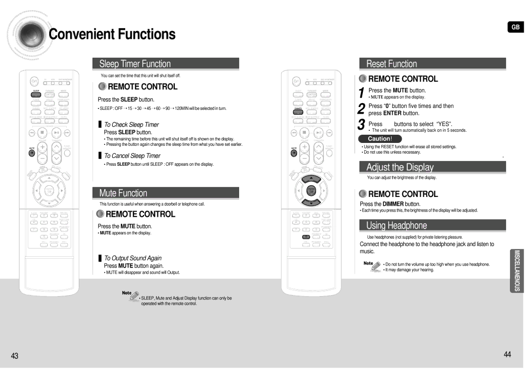 Samsung AV-R601R/ELS manual Convenient Functions 