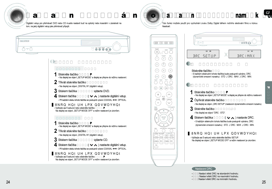 Samsung AV-R620R/XEO manual Nastavení digitálního vstupu 