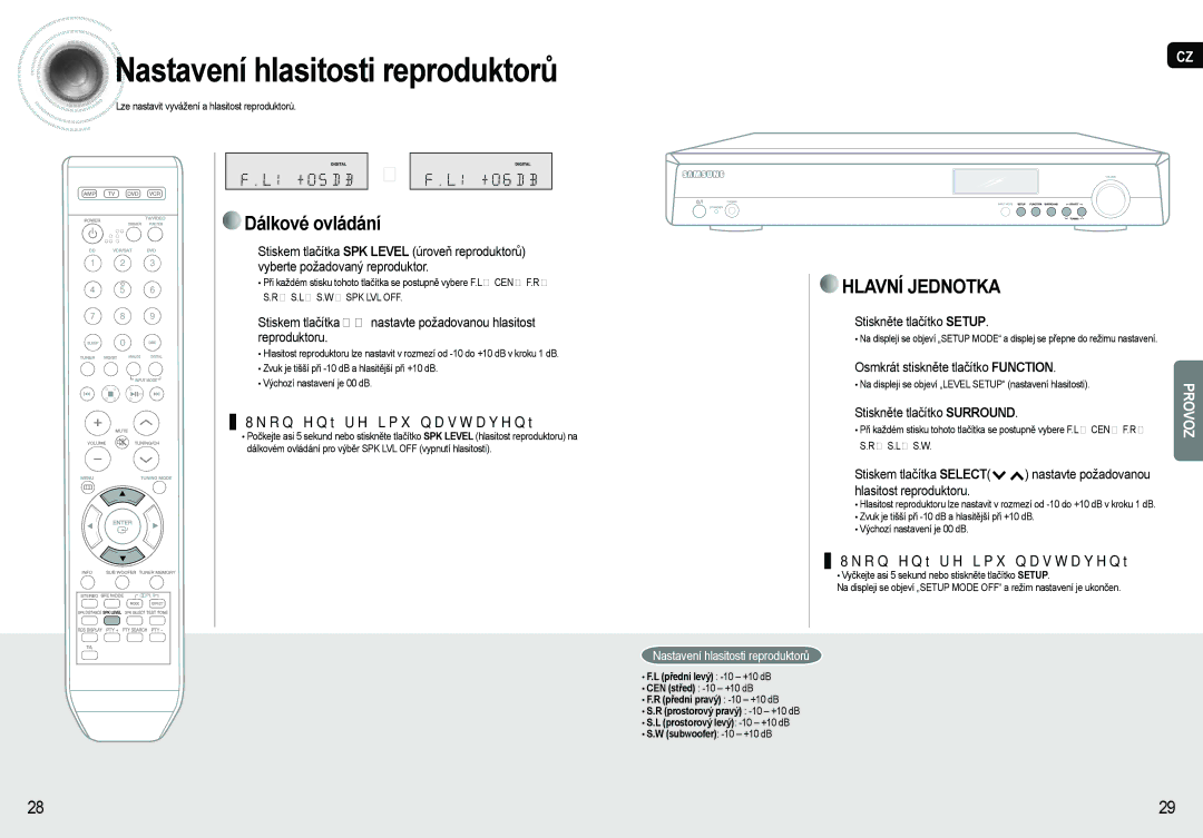 Samsung AV-R620R/XEO manual Nastavení hlasitosti reproduktorů, Osmkrát stiskněte tlačítko Function 