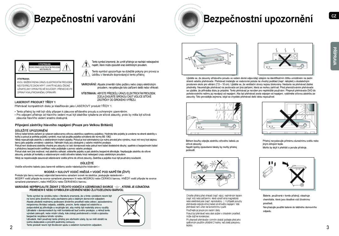 Samsung AV-R620R/XEO manual Bezpečnostní upozornění 