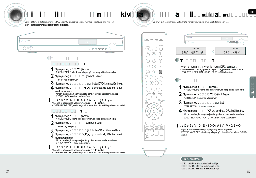 Samsung AV-R620R/XEO manual Nyomja meg a Function gombot 3-szer, Nyomja meg a DRC Nyomja meg a DRC gombot 