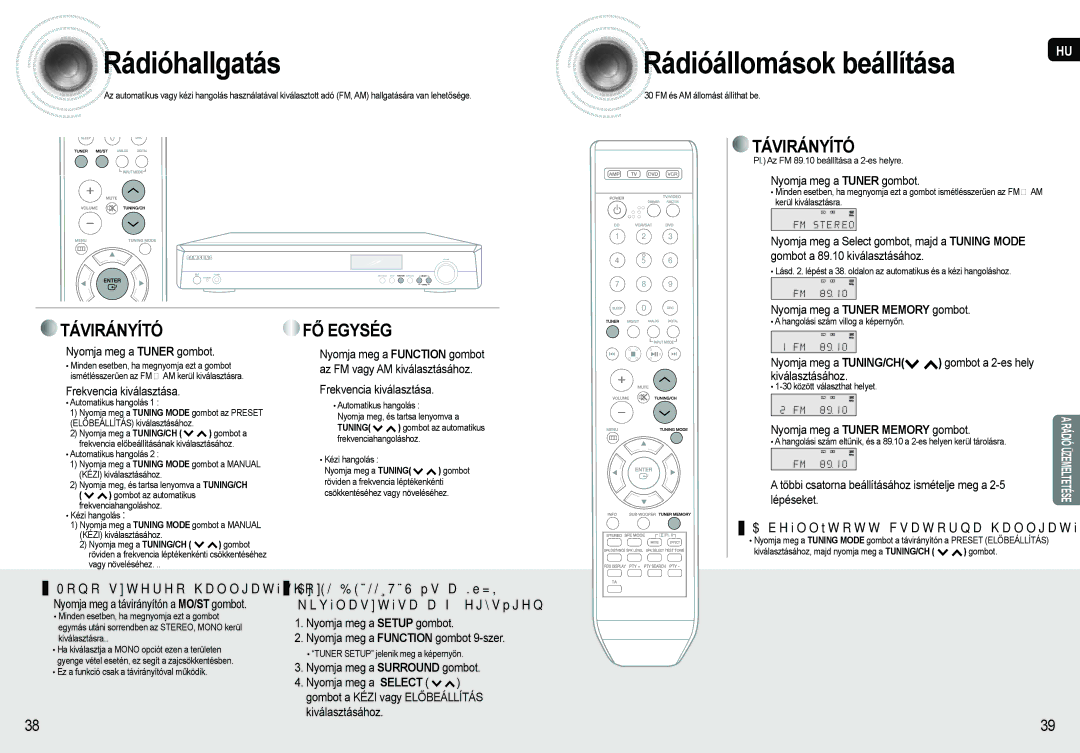 Samsung AV-R620R/XEO manual Rádióhallgatás 