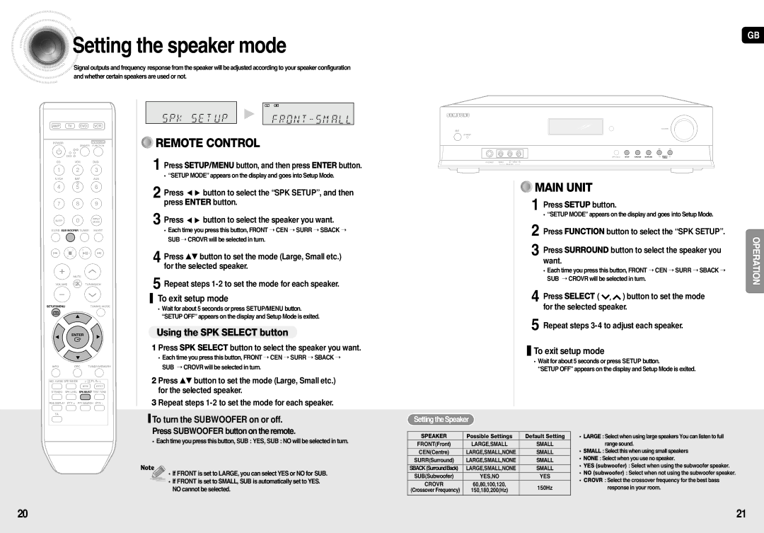 Samsung HT-AS710R/XEU, AV-R710R/ELS, HT-AS710R/ELS manual Setting the speaker mode, Using the SPK Select button 