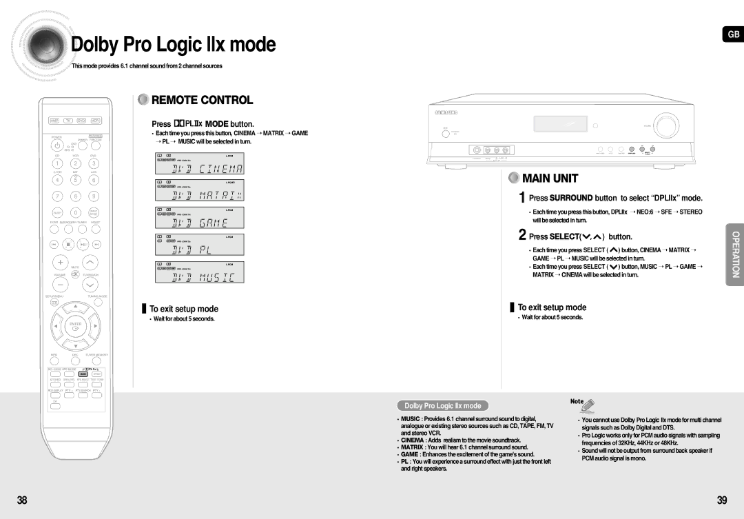 Samsung HT-AS710R/XEU manual Dolby Pro Logic llx mode, Press Mode button, Press Surround button to select DPLIIx mode 